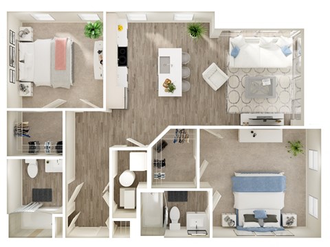 a floor plan of a 2 bedroom apartment at the avenues of north decatur